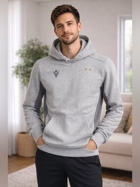 MACARON Men's Light Grey Hooded Sweatshirt with Dark Grey Panels